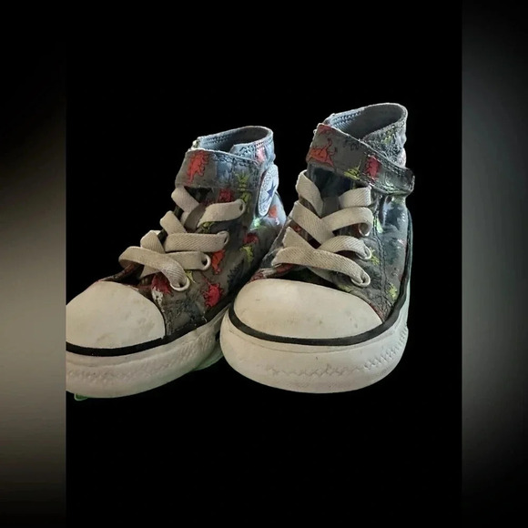 CONVERSE KIDS DINOVERSE DINOSAUR PRINT IV HI SNEAKERS SHOES size 7 - Picture 3 of 10